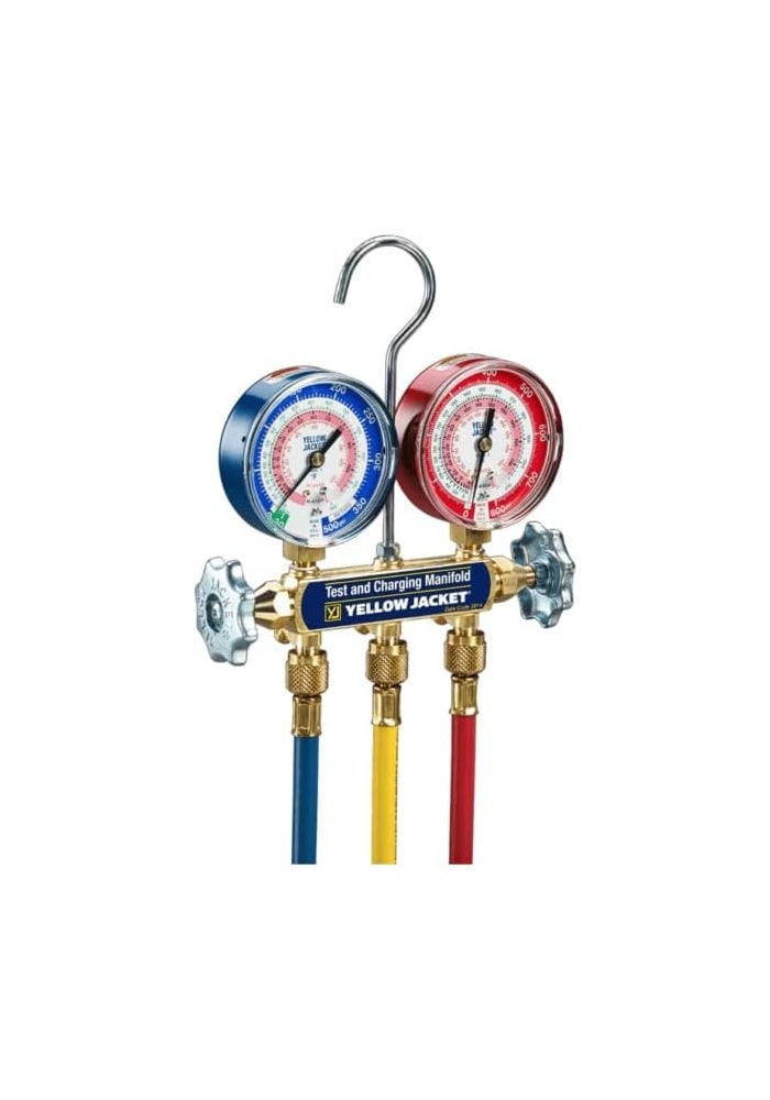 YELLOW JACKET 42004 Series 41 Manifold with 3-1/8" Gauges and Hoses - Image 2